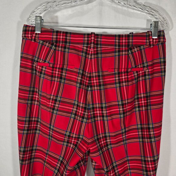 J.CREW CAMERON Academia Red Stewart Tartan Wool Hi-Rise Crop Pant Women Size 12. - Picture 5 of 17